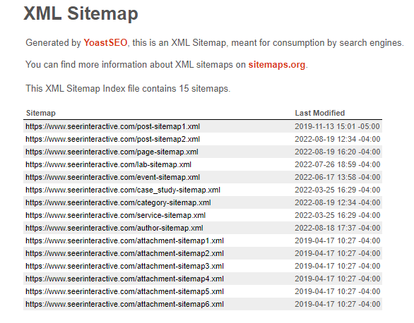 seer example xml sitemap