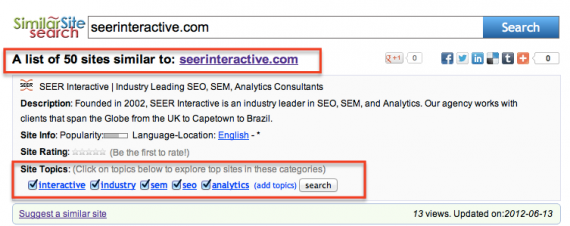 SEER Interactive On Similar Site Search