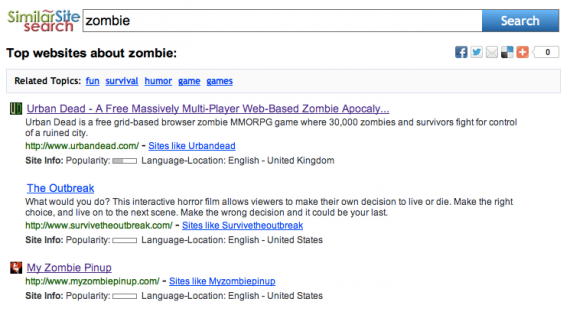 Similar Site Search For Zombies