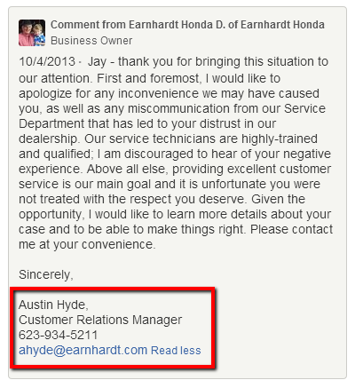 Earnhardt_Honda_Response_Good