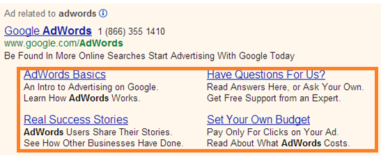 An example of Google ad extensions