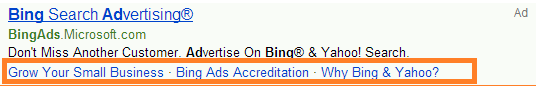 An example of Bing ad extensions