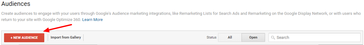How to create a new audience within Google Analytics