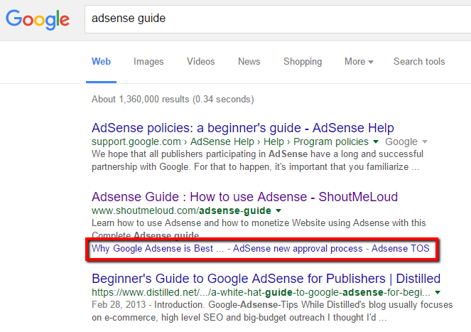 adsense-sitelinks-results