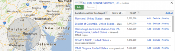 adwords radius targeting