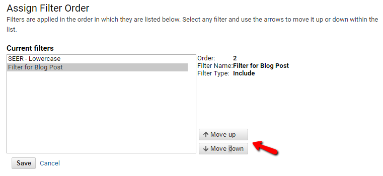 arrange filters