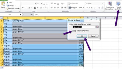 Format as a Table