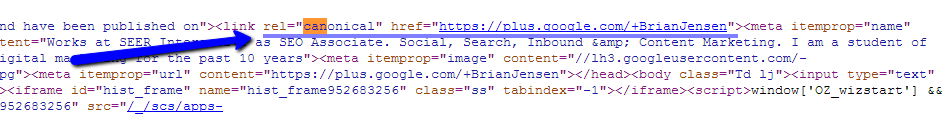 Google Plus canonical tag