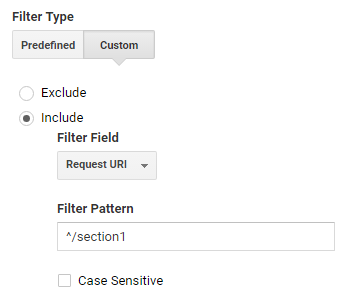 filter a single page or section