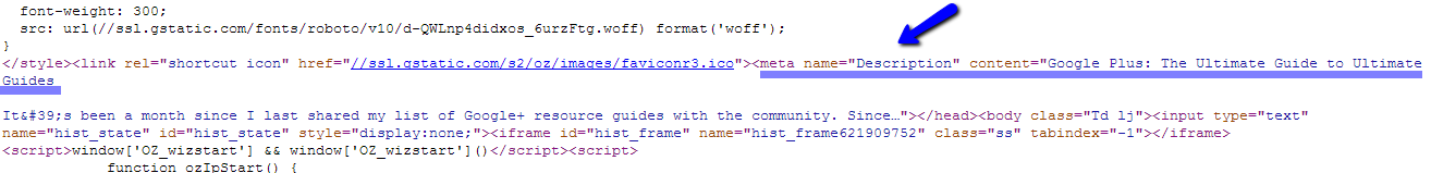 Google Plus Meta Descriptions