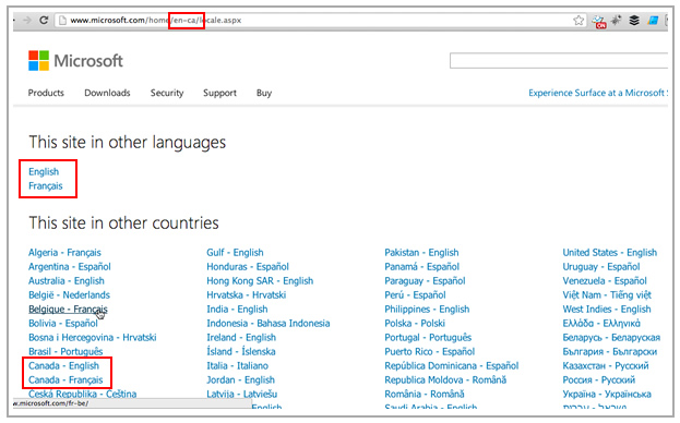 Microsoft Country & Language Targeting with Sub-Directories