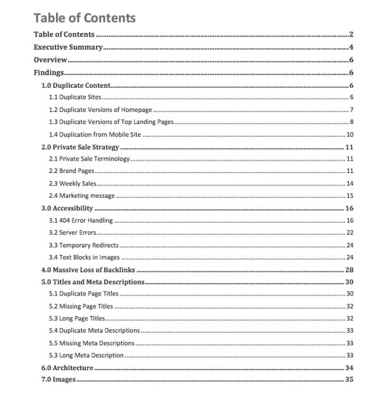 table of contents in Microsoft Word
