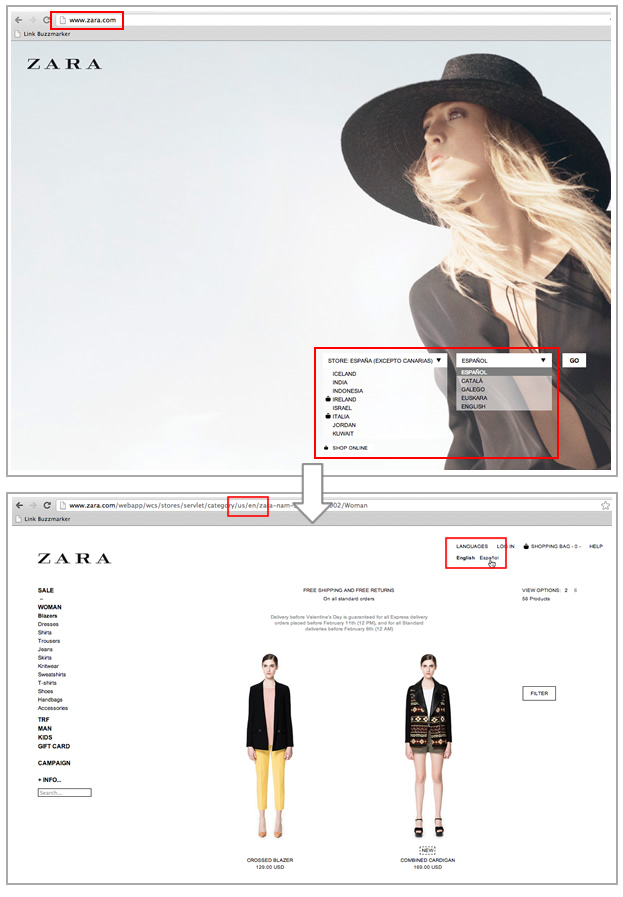 Change Country Option in Zara