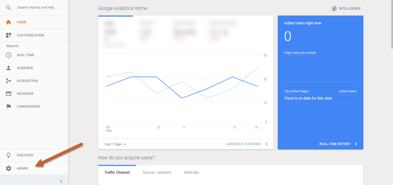 Access Admin in Google Analytics