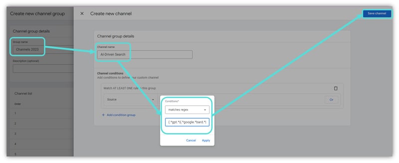 ga4 channel directions