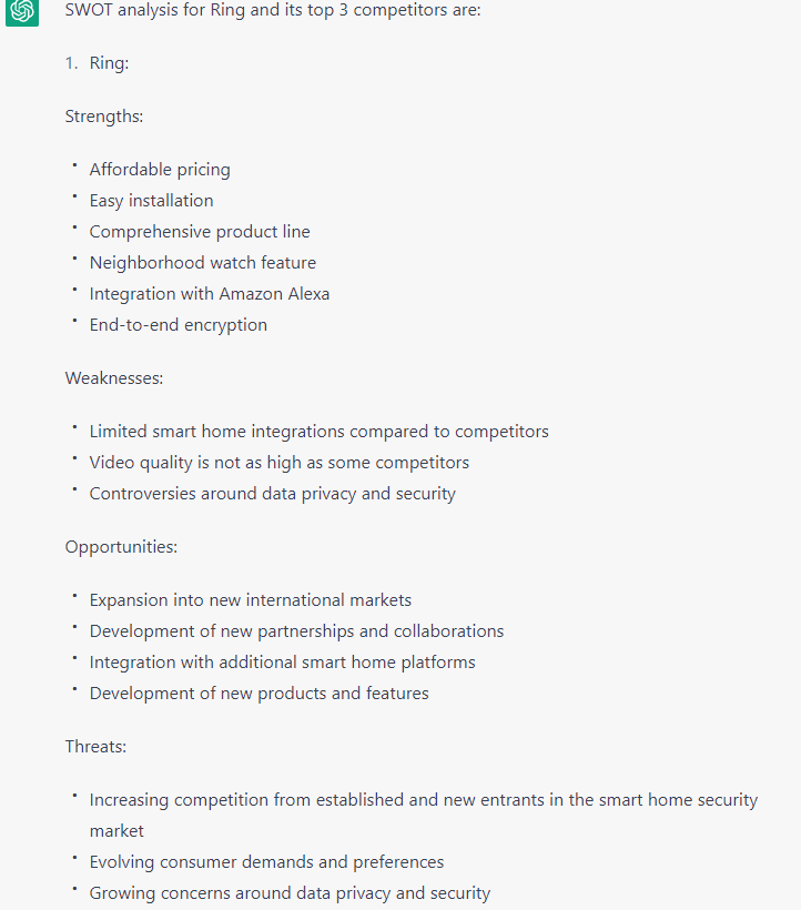 swot for ring and top 3