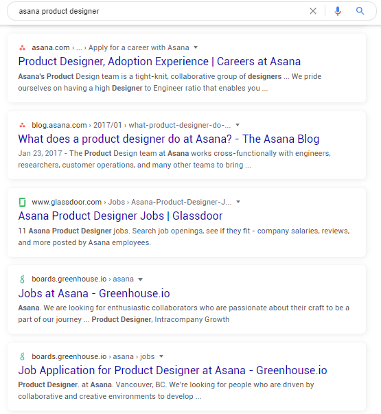 Asana product designer google