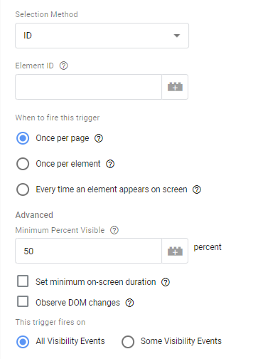 element visibility selections