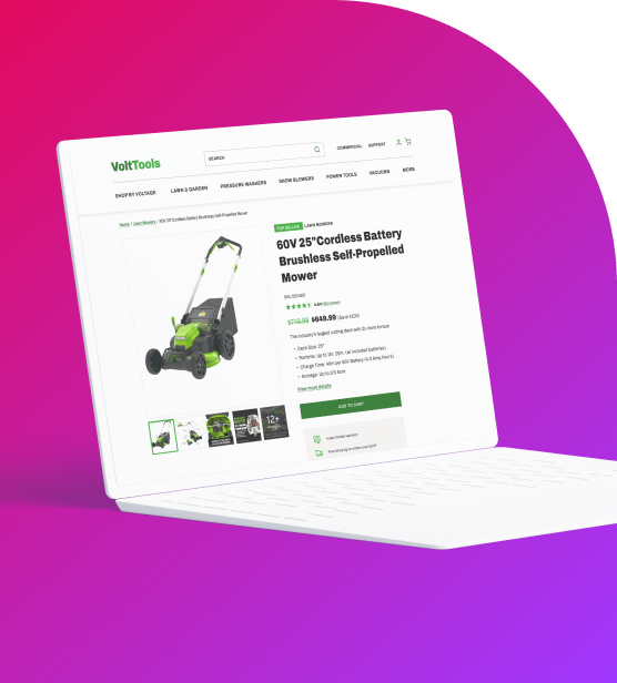 laptop with cordless lawnmower product page